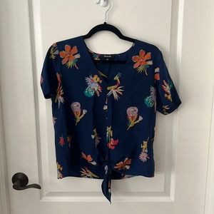 Madewell silk floral skirt and blouse set